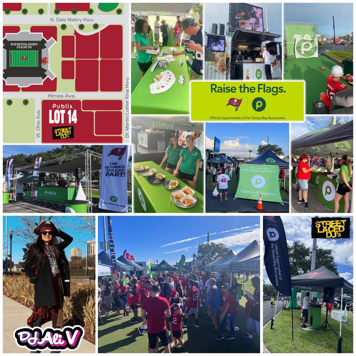 Ho-Ho-Hope you’re ready for some Football, #BucsNation🏴‍☠️! Sleigh on over to <a href="/RJStadium/">RaymondJames Stadium</a> &amp; rock around #BucsBeach with us! <a href="/DJJIMIO/">DJ JIMI O</a> &amp; @DJShizm on deck! 
DJ Ali V LIVE at <a href="/Publix/">Publix</a> Ultimate Tailgate in Lot 14! 
<a href="/DJEkin/">DJ Ekin</a> on IN-GAME vibes! <a href="/DJMattDodge/">DJ Matt Dodge</a> at Leatherheads Tailgate! #GoBucs