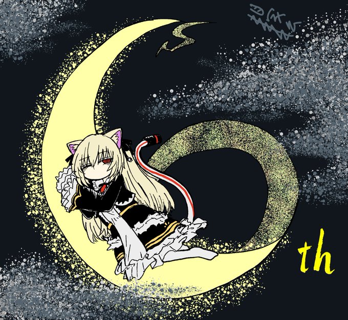 「crescent moon very long hair」 illustration images(Latest)