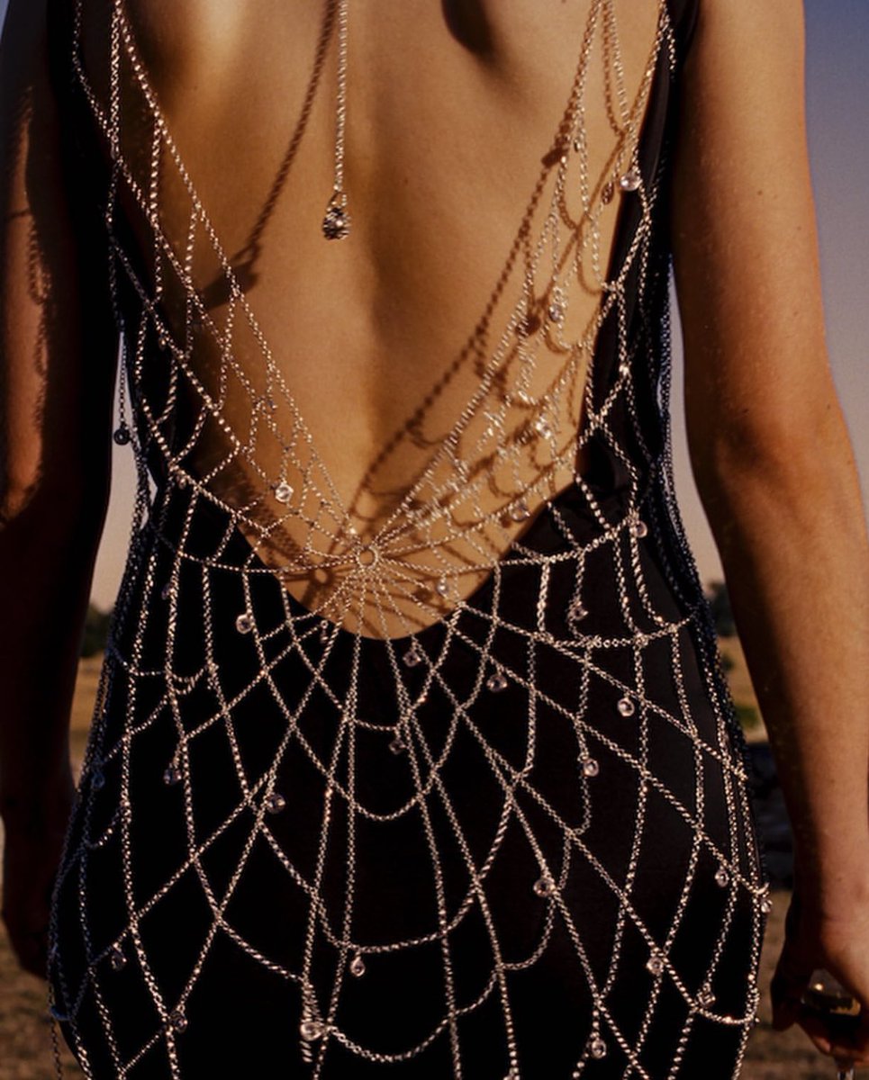 golden spiderweb dresses Carlotta