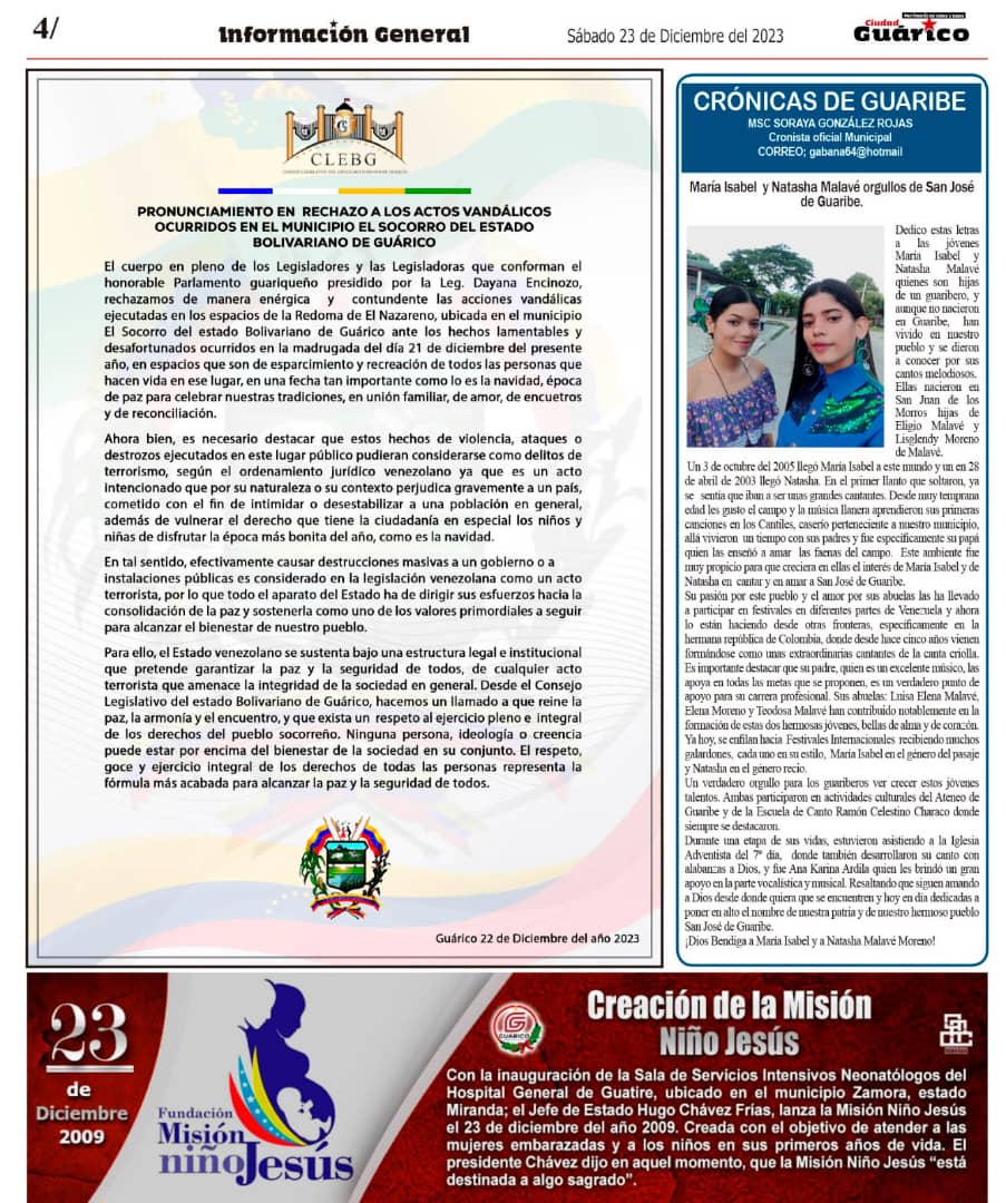 Mi columna semanal en el Diario Regional Ciudad Guárico dedicada a las hermanas Malavé. Viva nuestra música llanera.  <a href="/aerr_95/">Augusto Rojas</a> <a href="/lilipublicidad/">Ciudad San Juan</a> <a href="/wuzcateguip/">𝑿𝑹𝑷 𝗡𝗼𝘁𝗶𝗳𝗶𝗰𝗮𝘁𝗶𝗼𝗻</a>