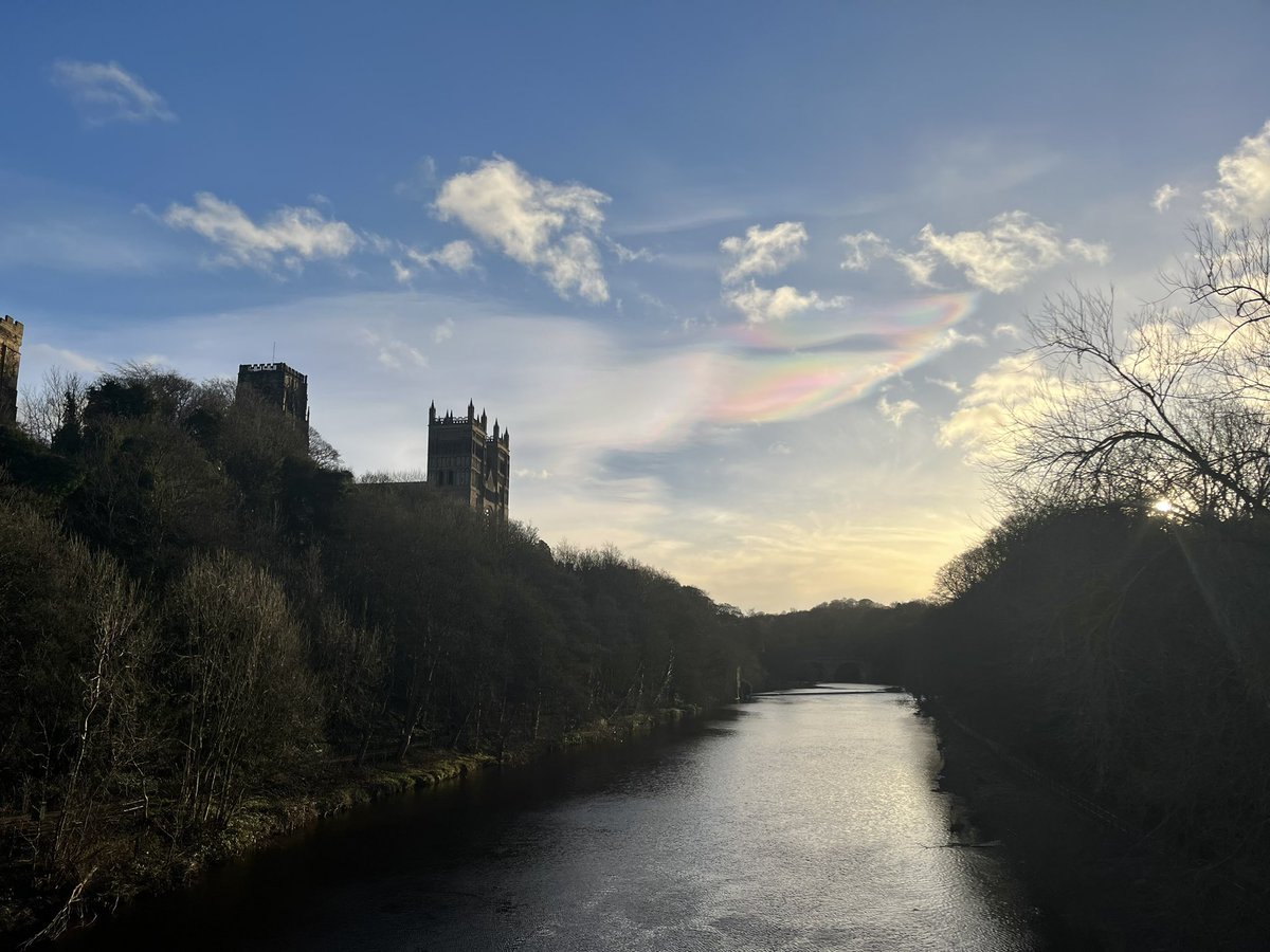 Nacreous clouds providing the backdrop to Christmas Evening in Durham #loveDurham