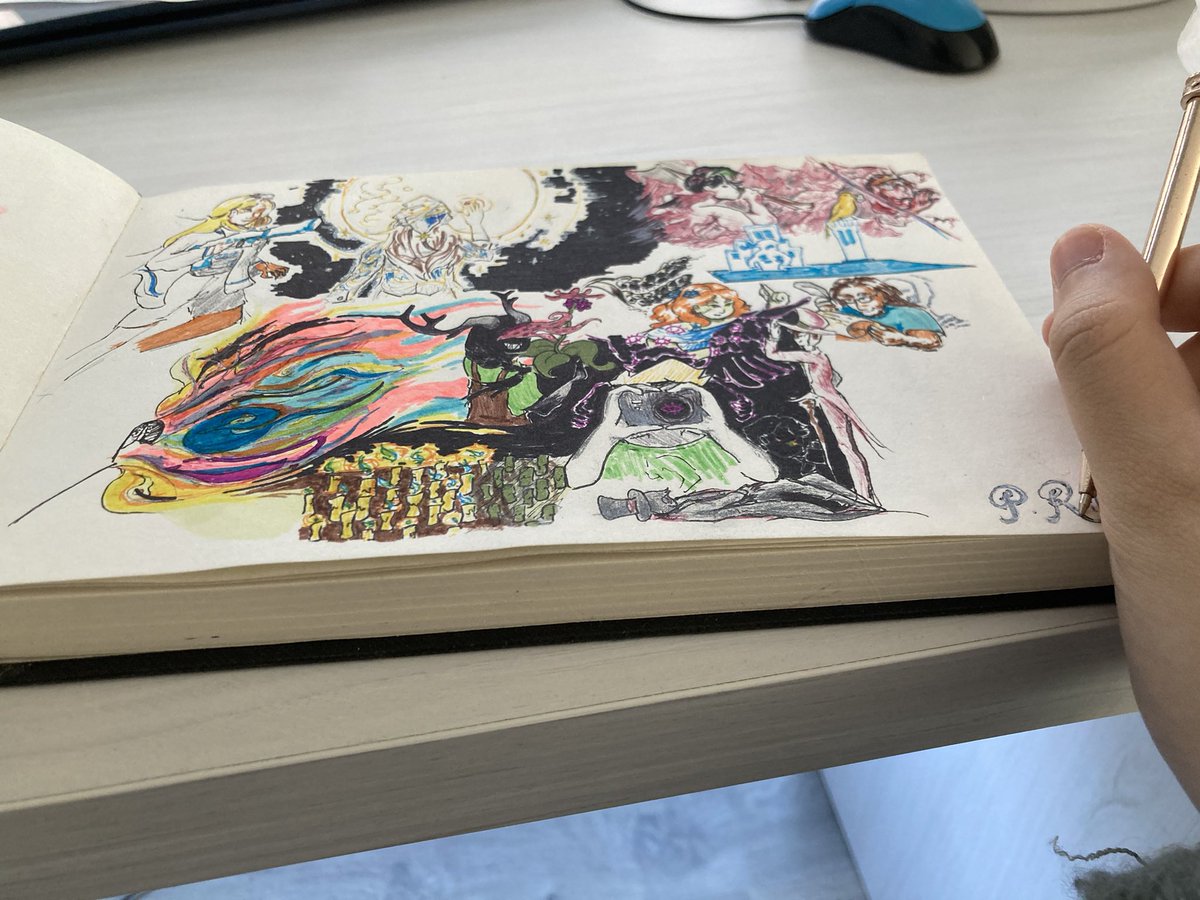 myriadleaves_'s tweet photo. For fun stuff

It started as a few doodles then a classmate saw it and asked if I was going to do some sort of collage, so here we are

#thehermitarchives my beloved https://t.co/zkk1UqOCsV
