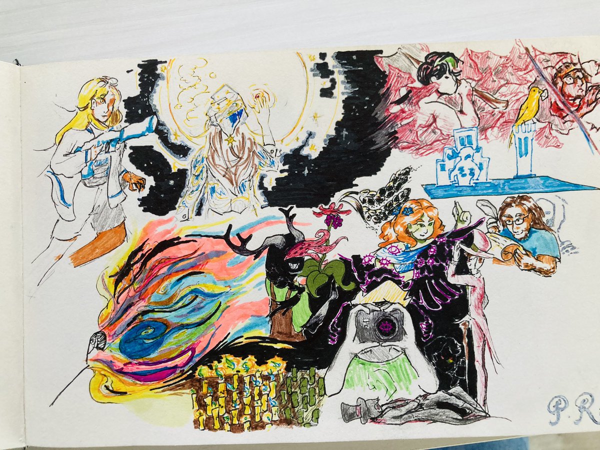 myriadleaves_'s tweet photo. For fun stuff

It started as a few doodles then a classmate saw it and asked if I was going to do some sort of collage, so here we are

#thehermitarchives my beloved https://t.co/zkk1UqOCsV