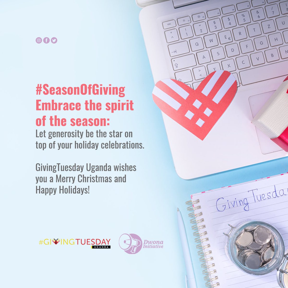 #SeasonOfGiving As we gather in the warmth of the festive season, let the true magic unfold in acts of generosity. GivingTuesday Uganda wishes you! A Merry Christmas and Happy Holidays!