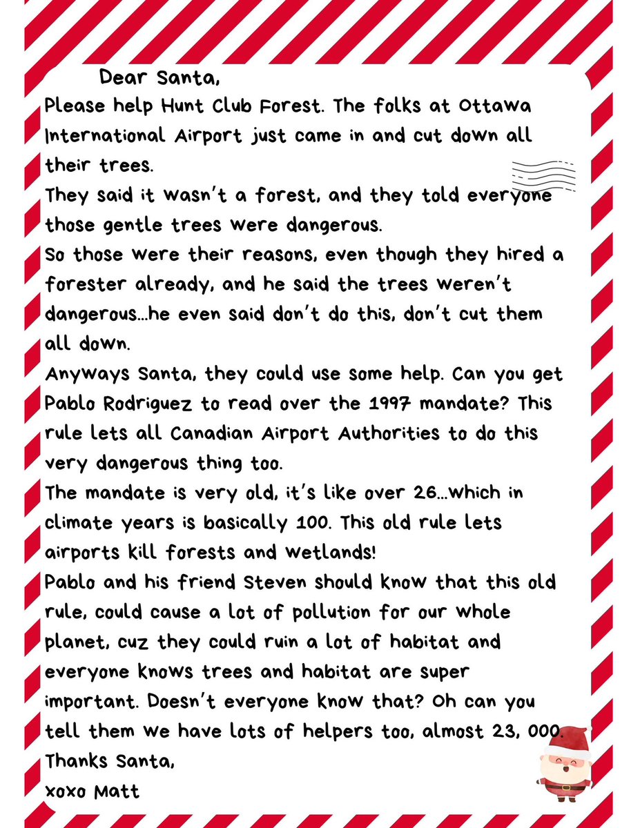 OttTreeHugger's tweet photo. Can we help Matt’s letter get to @pablorodriguez and @s_guilbeault ?
“Unless…someone like you cares a whole awful lot, nothing is going to get better,it’s not…”
#TheLorax
#Ottawa #Canada
The mandate needs #climatealignment
#DearSanta
HELP MATT❄️🎄
https://t.co/qd93guz2Cr https://t.co/8g6SFfLlXO