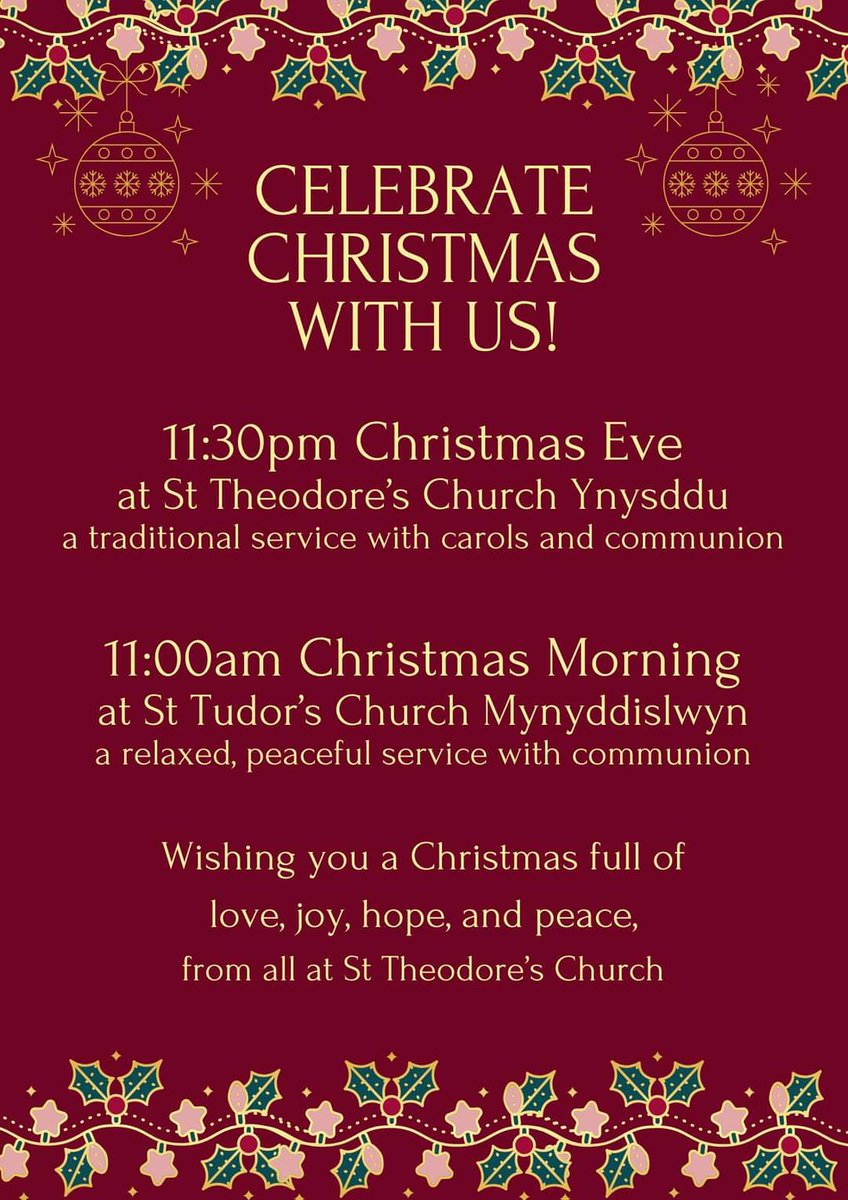 If you're thinking about church this Christmas, you would be warmly welcome to join us in the Sirhowy Valley ❤️
#cwmfelinfach #ynysddu #mynyddislwyn