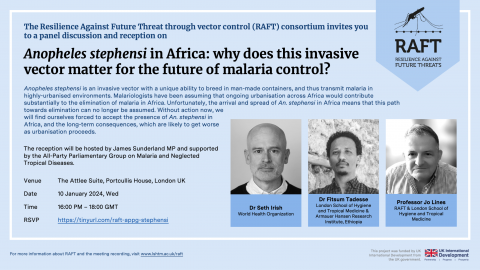 MESAmalaria's tweet photo. 🌏🦟 Anopheles stephensi is reshaping the landscape of malaria control in Africa. 

Join a panel discussion by RAFT on January 10, 2024, 4:00 pm GMT to understand the implications. 

Hosted by James Sunderland MP and supported by @APPGMalaria
https://t.co/x1RnOm5qFj https://t.co/5ISax2MBbR