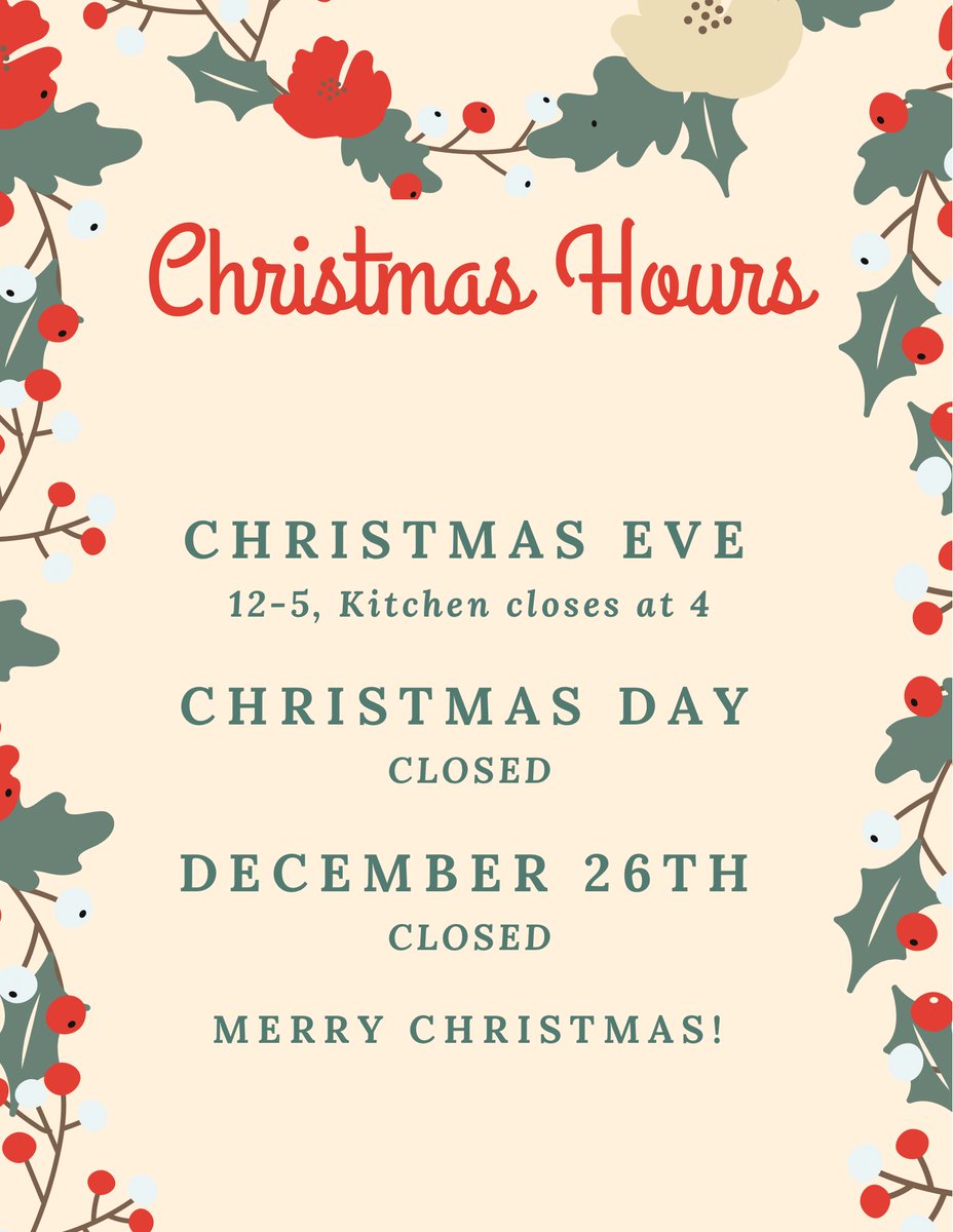 ShoppersCafe's tweet image. It’s Christmas Eve!

We’re going to be taking a few days to enjoy time with family and friends. 

Closing today at 5 and then we’ll see you Wednesday!

Get those gift cards! 

#waltham #moodyst #shoppers #christmashours #tistheseason
