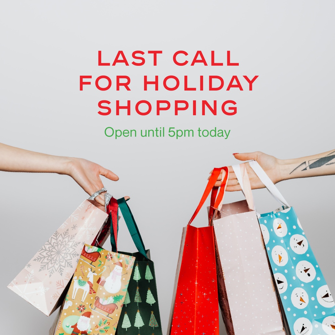 Today is the last call for all your #HolidayShopping needs! 🎁⏰

At St. Laurent, we're excited to help you with your last-minute gift hunt. But, remember, time is running out! We'll be closing our doors at 5:00 pm today. So, make the most of these final hours!