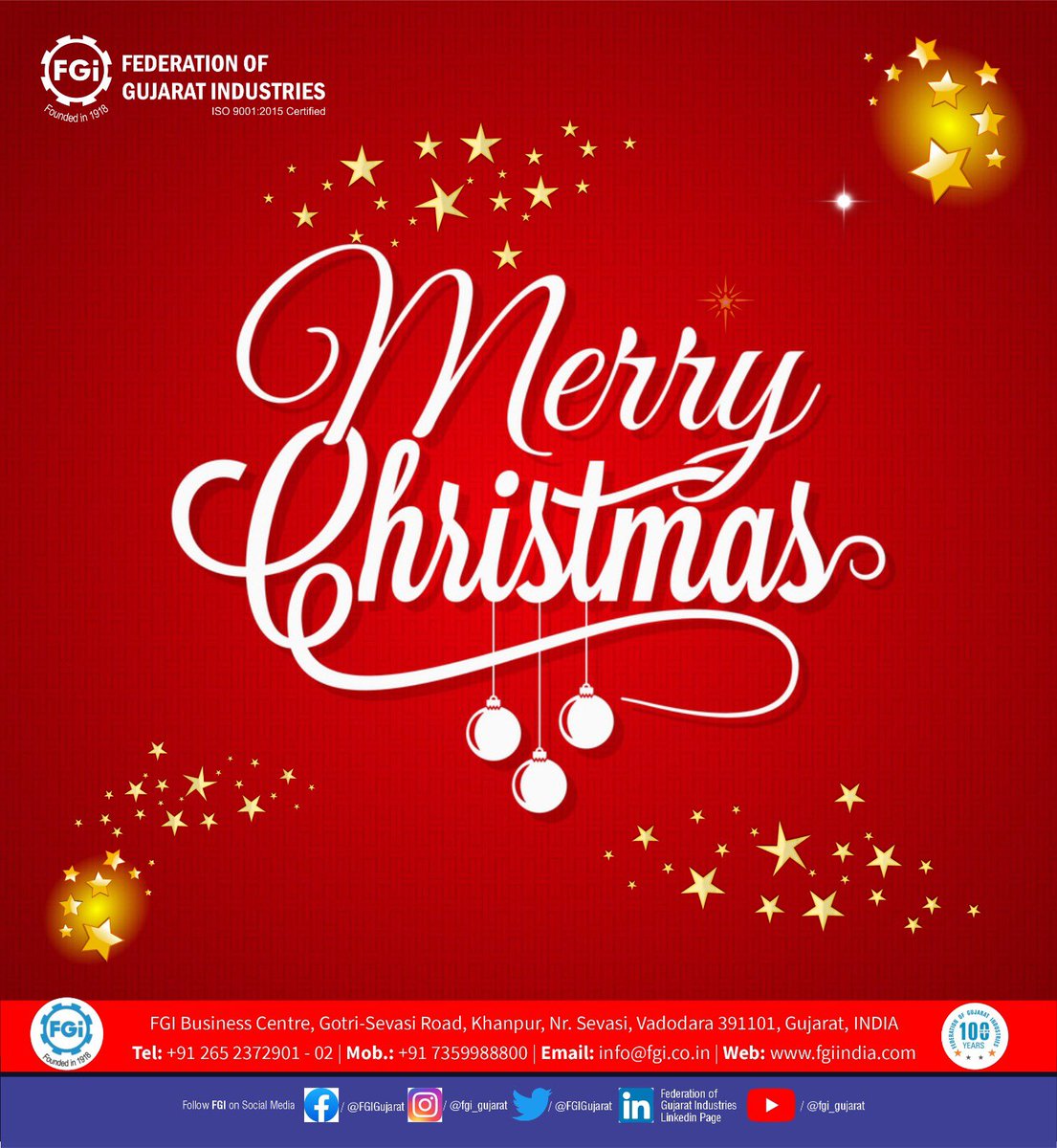 Federation of Gujarat Industries (FGI) wishes you all a merry and joyous Christmas 🎄💫
