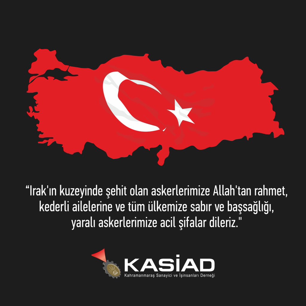 “Irak’ın kuzeyinde şehit olan askerlere Allah’tan rahmet, kederli ailelerimize ve tüm ülkemize sabır ve başsağlığı, yaralı askerlerimize acil şifalar dileriz.” #şehit #pençekilit #başsağlığı