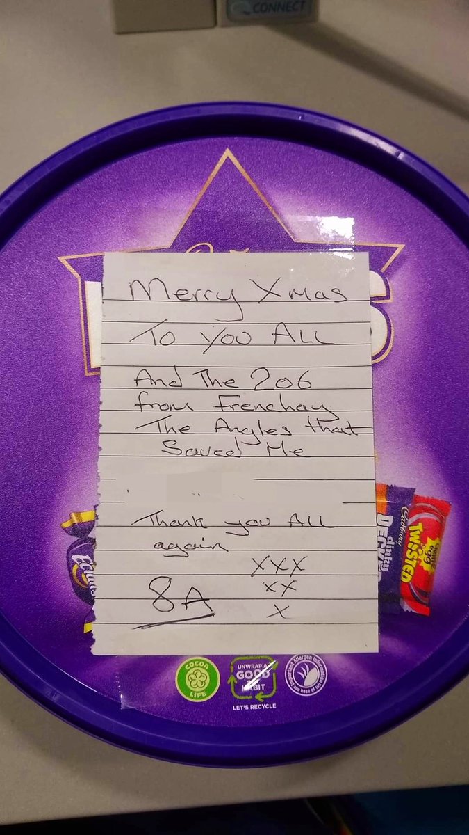 The meaning of Christmas in one box of chocolates. We ran the length of the Frenchay corridor with this patient whilst he had a huge GI bleed on Boxing Day. 10 years or so on, he's never forgotten. The NHS rocks. Merry Christmas all. #nbtproud ❤️