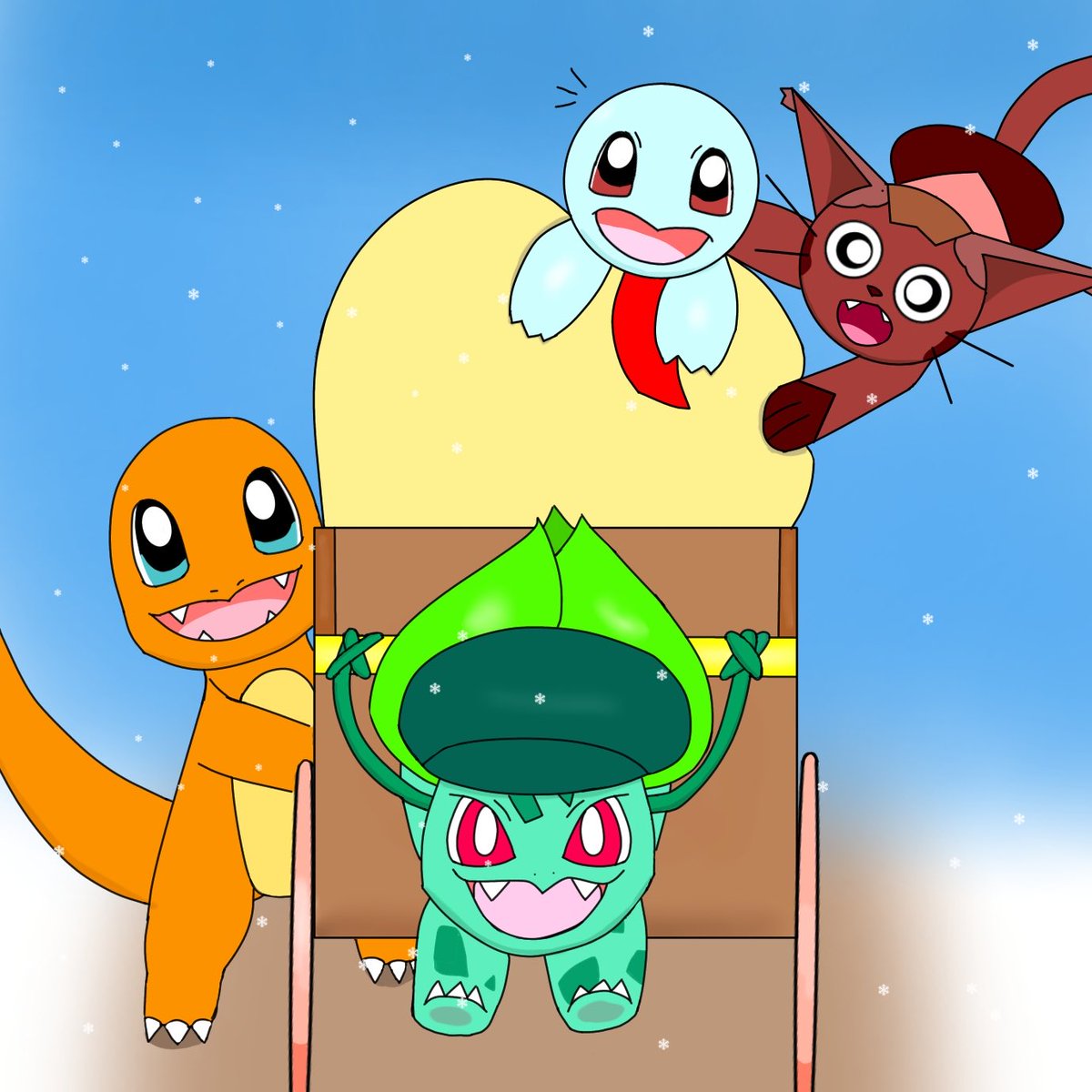 victorious20068's tweet photo. Qui dit Noël dit livraison de cadeaux!
#christmas #pokemon #pokemonfanart #fakemon #fakemonfanart #christmasfanart #kantostarters https://t.co/hoMOcxsprD
