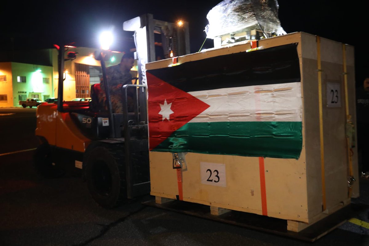 The air-drop of humanitarian supplies to over 500 Palestinian Christians besieged by Israel at the Holy Family Parish in Gaza tonight is the 7th air-drop made by our military to Gaza since the beginning of the aggression. 2.3 million Palestinians in Gaza are starved by Israel.