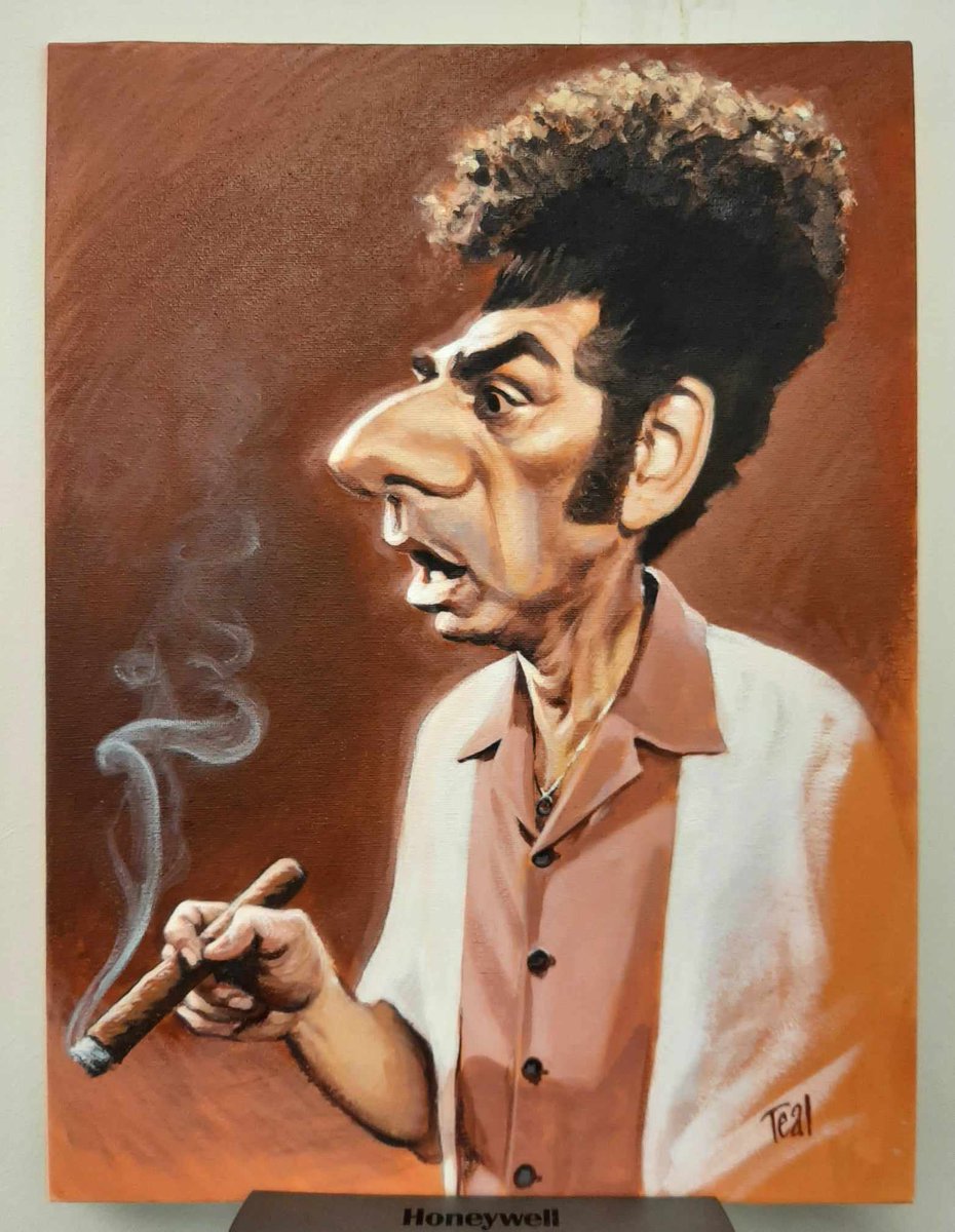 Christmas came early this year! Thanks to @TealCartoons for capturing perfectly one of my favorite sitcom characters: Cosmo Kramer. Eventually, he'll do the whole cast! @SeinfeldTV @JerrySeinfeld @OfficialJLD @IJasonAlexander