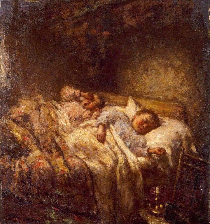 Hope everyone is tucked up and warm as toast. Happy Dreams. Have an amazing #christmaseve2022                                                
‘Sleep’ Robert Gemmell Hutchison (1855–1936)
City Art Centre, Museums & Galleries Edinburgh
#scottishart #scottishpainting #cityartcentre