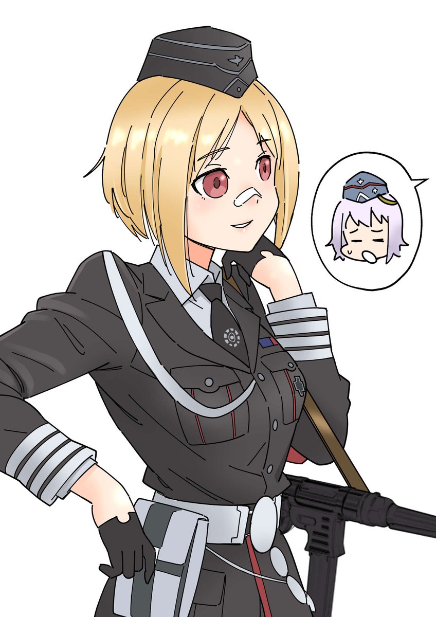 gearBA50's tweet photo. 同僚のグチを聞くMP40ちゃん　#ドールズフロントライン #ドルフロ #少女前線 #少女前线 #소녀전선 https://t.co/B123WZyYiN