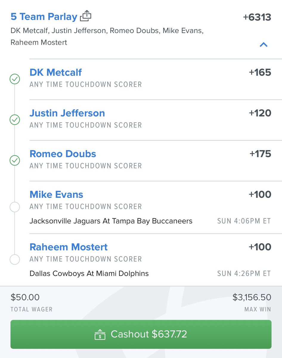 SmartPlaysDaily's tweet image. ✅ DK Metcalf (+165)
✅ Justin Jefferson (+120) 
✅ Romeo Doubs (+175) 

$500 GIVEAWAY IF THIS HITS 

Like/RT this tweet to enter! 

Good luck everyone 🍀