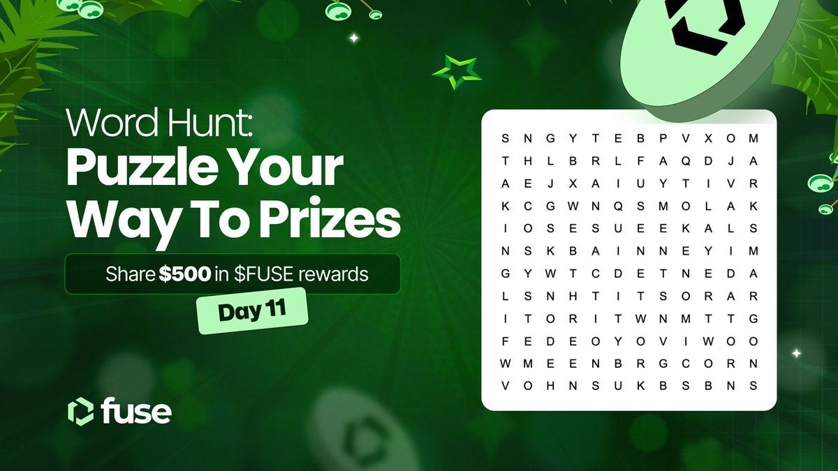 Fuse_network's tweet photo. 🎄 Day 11 of #12DaysofGiveaways with Fuse!

This #ChristmasEve brings a word search puzzle - find all 12 hidden words first to be among 10 winners to share $500 in $FUSE tokens!

Participation Rules:
1️⃣ Like + RT
2️⃣ Tag 2 friends
3️⃣ Comment the 12 hidden words with #FuseMas tag https://t.co/3dCZW3EBx0