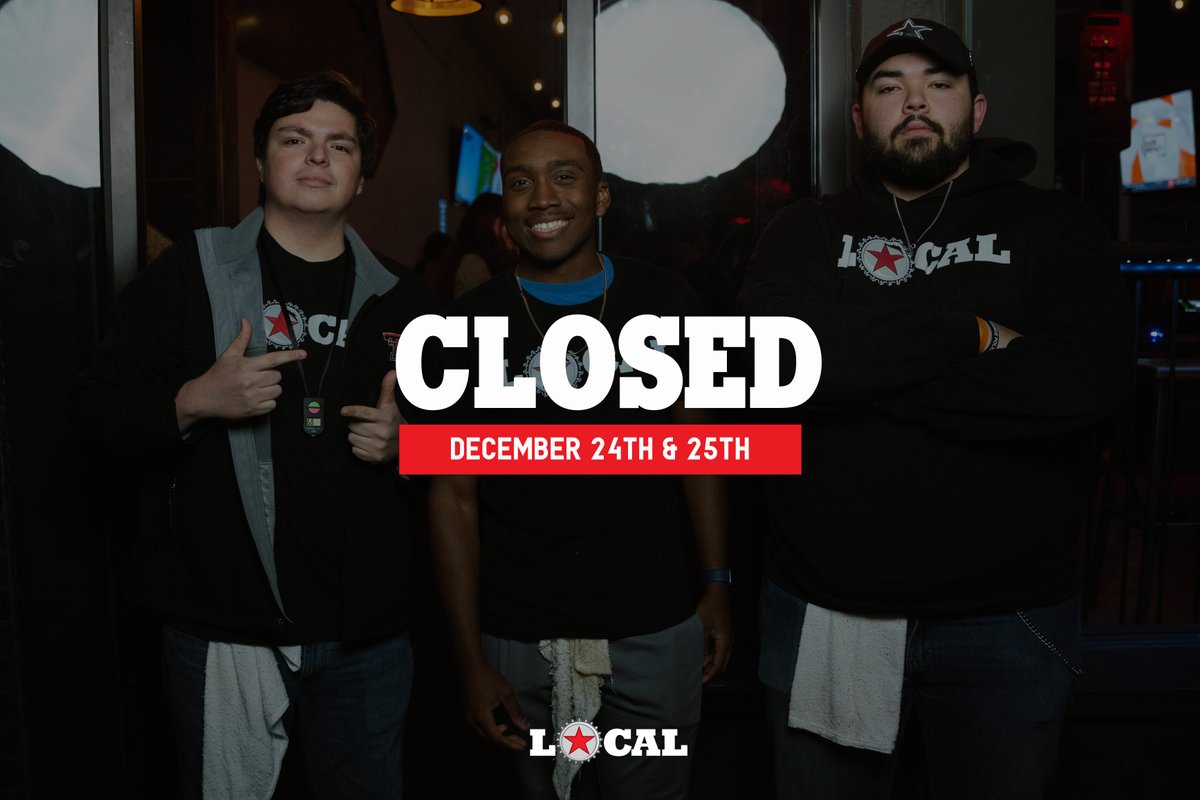localbarlubbock's tweet photo. We will be closed today and Christmas day! 🎄✨ See y'all again soon! https://t.co/ZahkKrf7B2