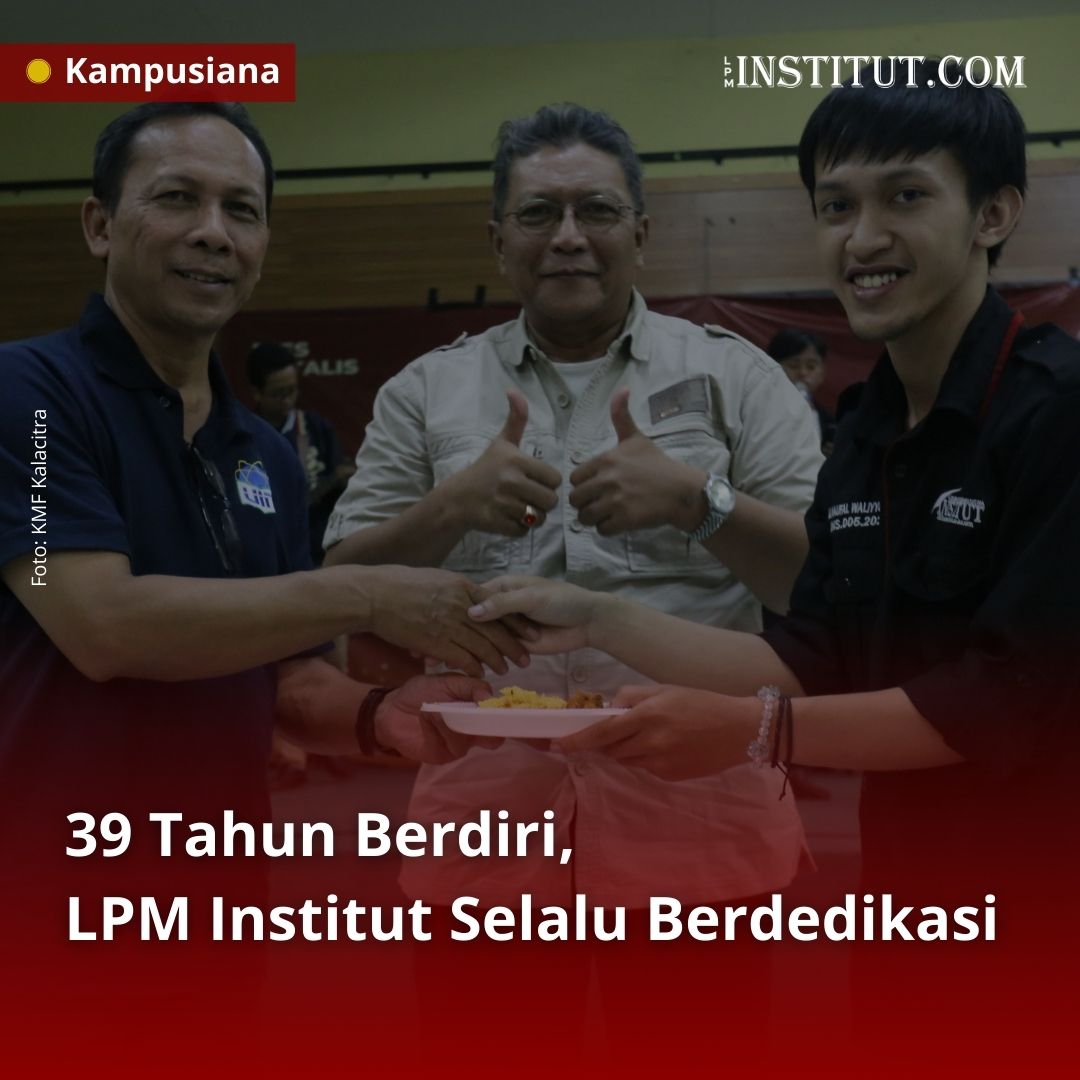 lpminstitut's tweet photo. Lembaga Pers Mahasiswa (LPM) Institut menyelenggarakan seminar umum dengan tema “Independensi Pers Mahasiswa dalam Berekspresi”. Acara ini merupakan salah satu rangkaian Dies Natalis ke-39 LPM Institut dan bertempat di Aula Student Center pada Sabtu (23/12). https://t.co/QnCQGfg7q5