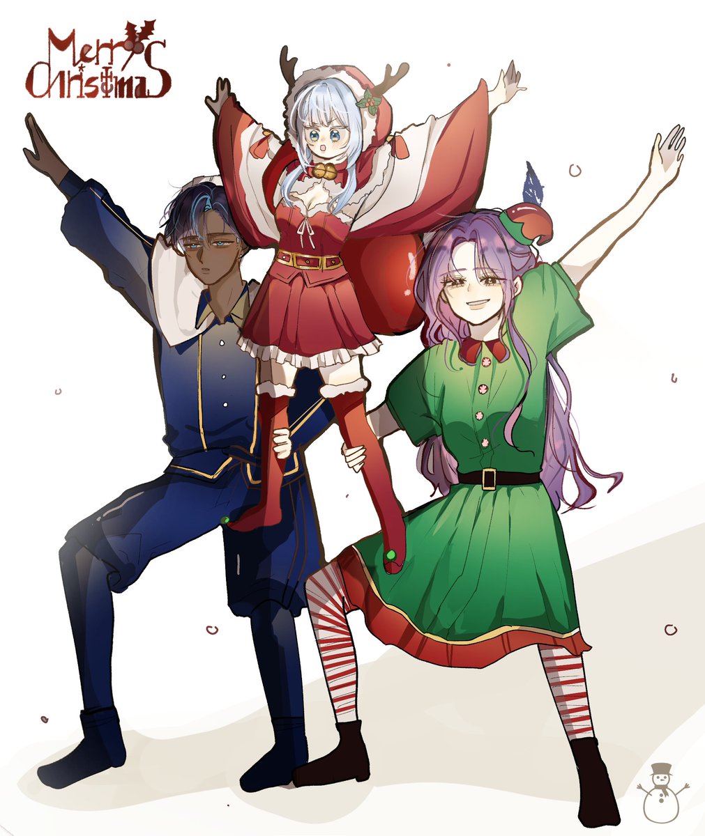 Linnete_Kim's tweet image. "Merry Christmas 2023 and happy new year 2024" -Santa, Elf, and Black Pete-