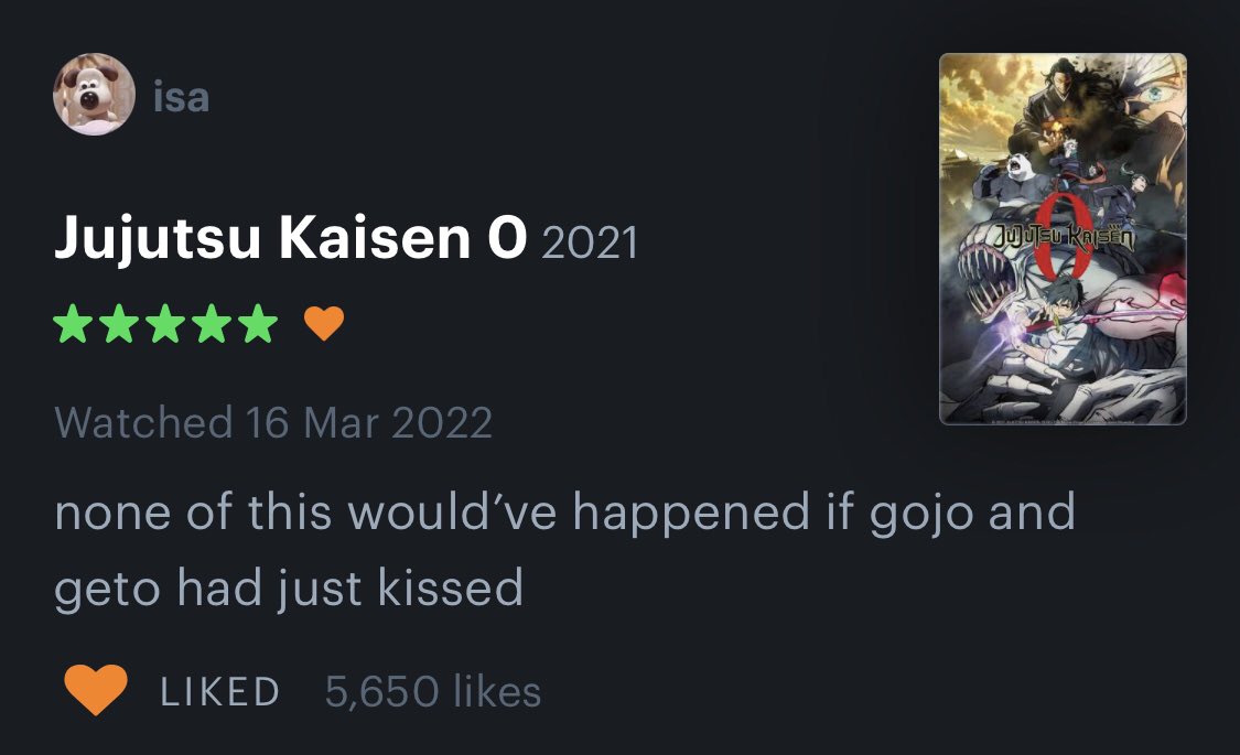 mommywanning's tweet photo. and this letterboxd jjk0 review still makes me giggle 😭 https://t.co/1bkRo14upD