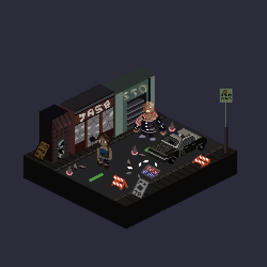 Did this isometric pixel art scene from Resident Evil 3 for <a href="/Motta_Lili_/">Liliane Motta -✏️Commissions: OPEN</a>  as a christmas gift