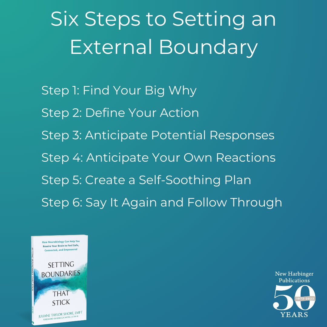NewHarbinger's tweet image. Setting boundaries with loved ones, especially around the holidays, is important for your #mentalhealth. These six steps from 'Setting Boundaries That Stick' by @JulianeTShore will help you. 

newharbinger.com/9781648481291/…

#boundaries #settingboundaries #mentalhealth #selfcaresunday