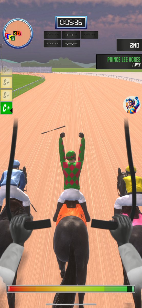Did you know you can tap anywhere on the reins to use the whip (and go faster?) - but manage the drift by whipping on both sides!

Good luck jockeys!