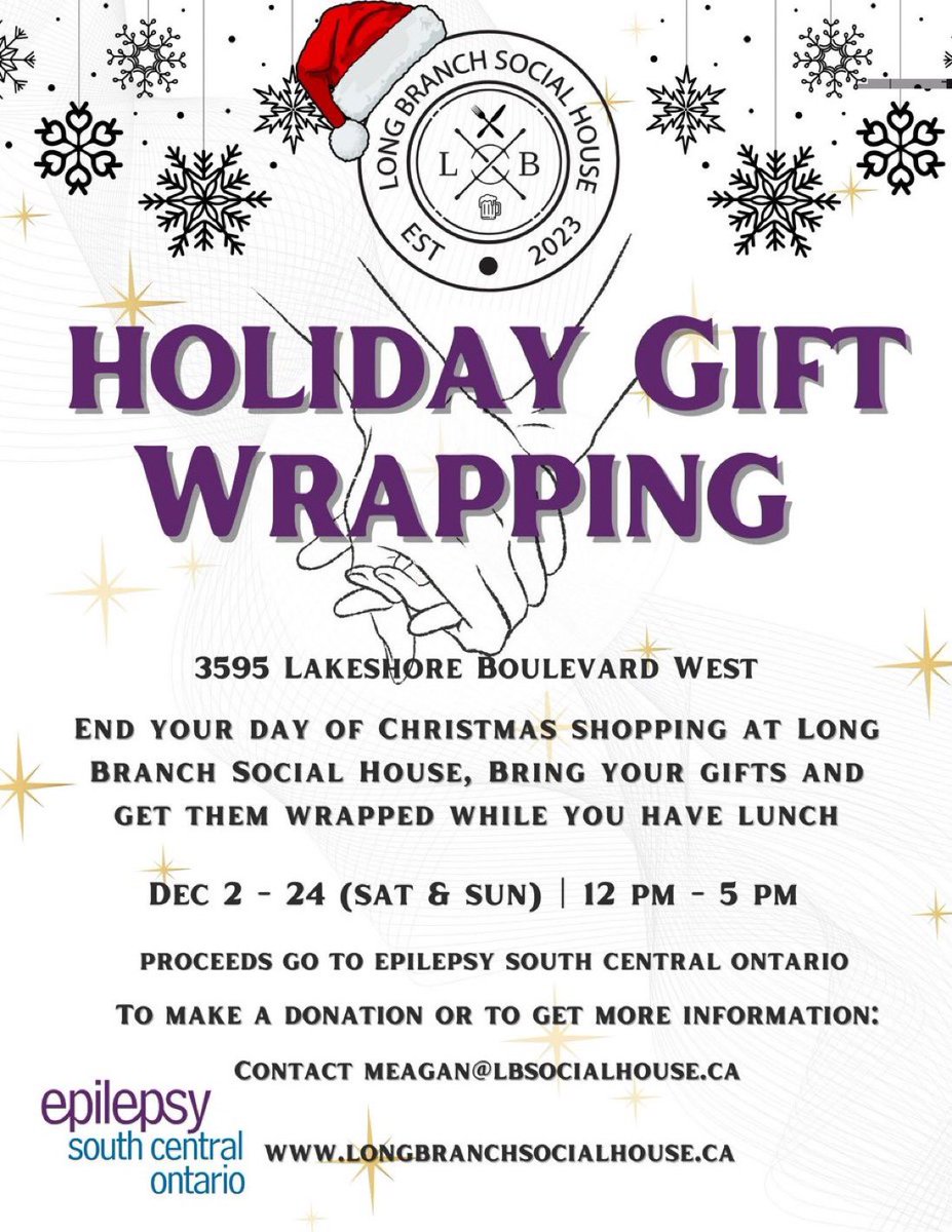 CYCP_Heather's tweet photo. Last day for #giftwrap4epilepsy at the Long Branch Social House! Come get your last minute gifts wrapped and buy some raffle tickets with all proceeds going to @EpilepsySCO and enjoy some delicious food while we wrap your gifts! https://t.co/Nqo5B2QxBE