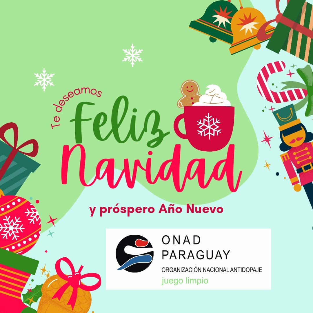 Desde la Organización Nacional Antidopaje del Paraguay saludamos y deseamos a toda la comunidad antidopaje y público en general " Felices Fiestas"
#playfair
#playtrue
#vostambiénjugás