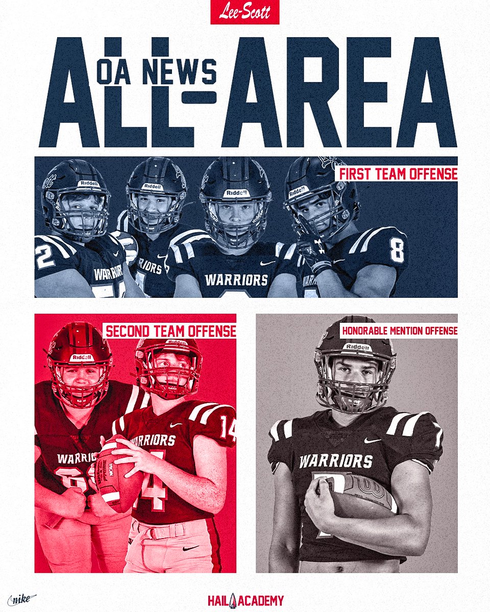 LSA_Warriors's tweet photo. Congrats to these Warriors named to 2023 All-Area Offense Teams by The Opelika-Auburn News!

First Team Offense
RB JJ Meyers
ATH Jake White
K Matthew Rolader
OL Jackson Lee

Second Team Offense
QB Pelzer Reaves
OL Conner Stewart

Honorable Mention
RB Tyler Kennedy

#HailAcademy🍢 https://t.co/rdPXhDg701