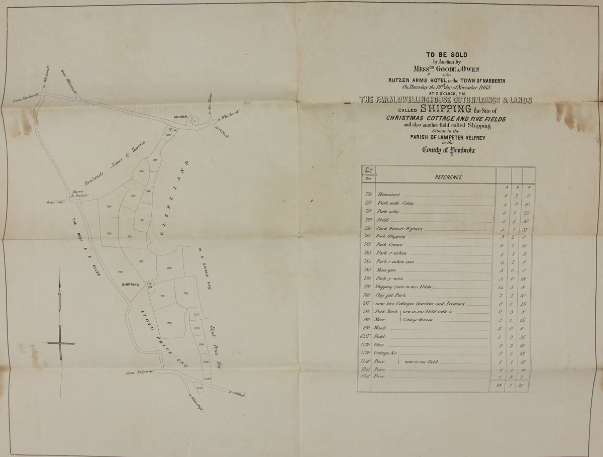 A sale plan of Shipping, the site of Christmas cottage and five fields in the parish of Lampeter Velfrey, 1863. Was this the #Pembrokeshire base of Santa?

#Santa #ArchiveAdventCalendar #EYAFestive