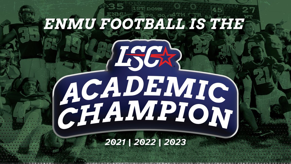 ENMUFootball's tweet photo. 𝘽𝙖𝙘𝙠-𝙩𝙤-𝘽𝙖𝙘𝙠-𝙩𝙤-𝘽𝙖𝙘𝙠 💯

The Greyhounds have been named the Lone Star Conference Academic Championships for three-straight years!

The honor is given to the program with the highest GPA among conference institutions.

#ReignForever #ALLIN #ENMU https://t.co/WRVbW0vFzM