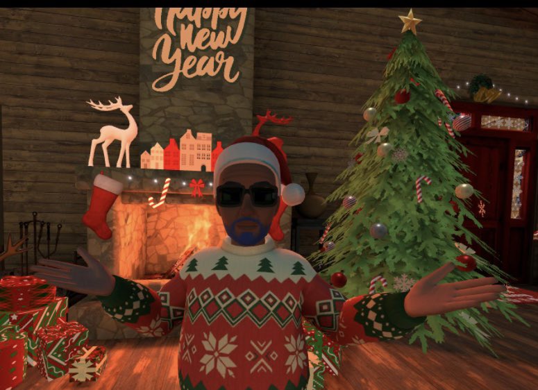 ProfessorAdMan's tweet photo. @RealVRFishing Merry Meta Christmas from Phinehas Phamily #holidaylodge https://t.co/Qi2dQleQCl