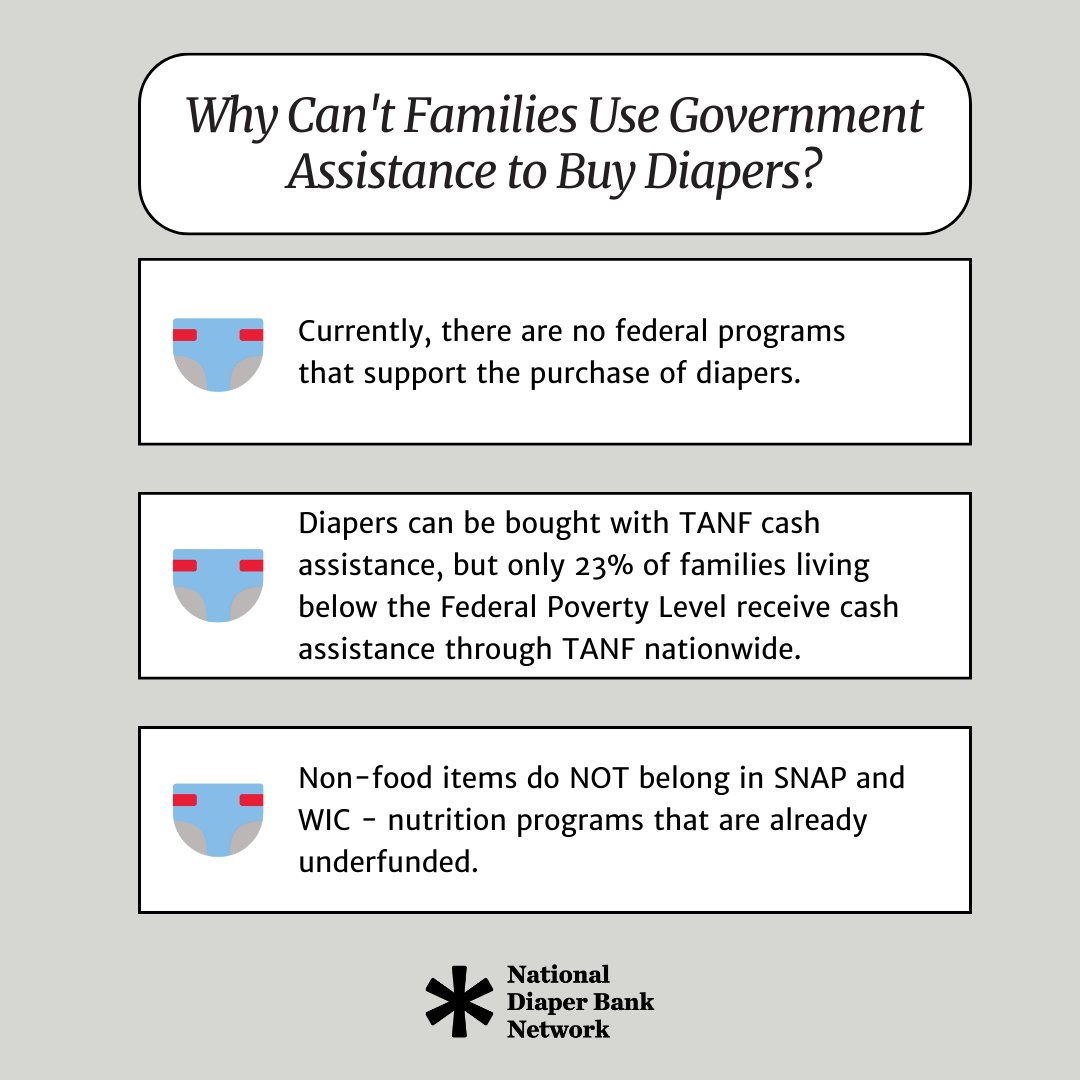Did you know that there are no federal programs that support the purchase of diapers? That's why the work of NDBN and our member diaper banks is critical to providing children and families with the resources they require to thrive.