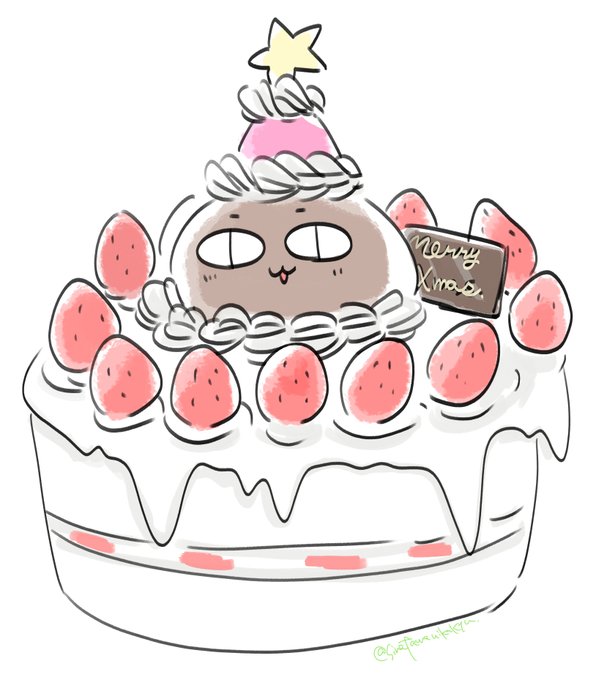 ケーキの主役になれて浮かれている #ウニョーラ 