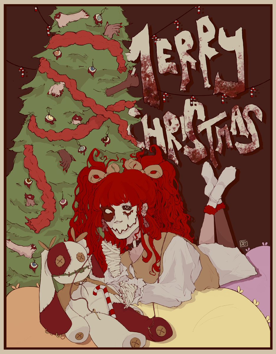 cultsal's tweet photo. happy holidays from bunny girl and her fucked up little ornaments <3 #ocart #stikz https://t.co/BC6bu3QrG0