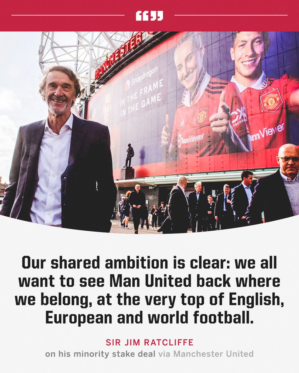 Sir Jim Ratcliffe says he wants to take Man United back to the top 🏆