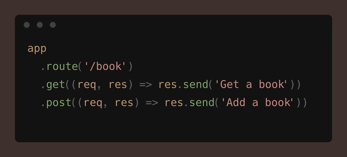 thesleebit's tweet image. 3/7 Chaining route handlers allows you to break down your logic and make your code cleaner and more maintainable.

#CleanCode #ExpressTips