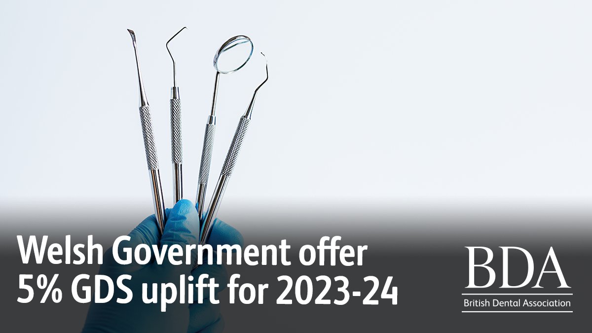 TheBDA's tweet photo. Following extensive negotiations over the autumn with the Primary Care Division of Welsh Government, we have achieved the best offer possible of a 5% uplift on the GDS contract value this financial year. 

Learn more: https://t.co/W1Q5eiJyhW

#BDAinWales #BDACymru https://t.co/LJKTeGemK6