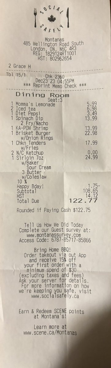 CRLipscombe's tweet photo. @MontanasBBQ I didn’t wear the horns, but I used my birthday coupon you sent me and saved a cool $1.75. 

Unfortunately, I don’t think that covered the cost of electricity to charge my phone to use the coupon. https://t.co/Lciuprkkua