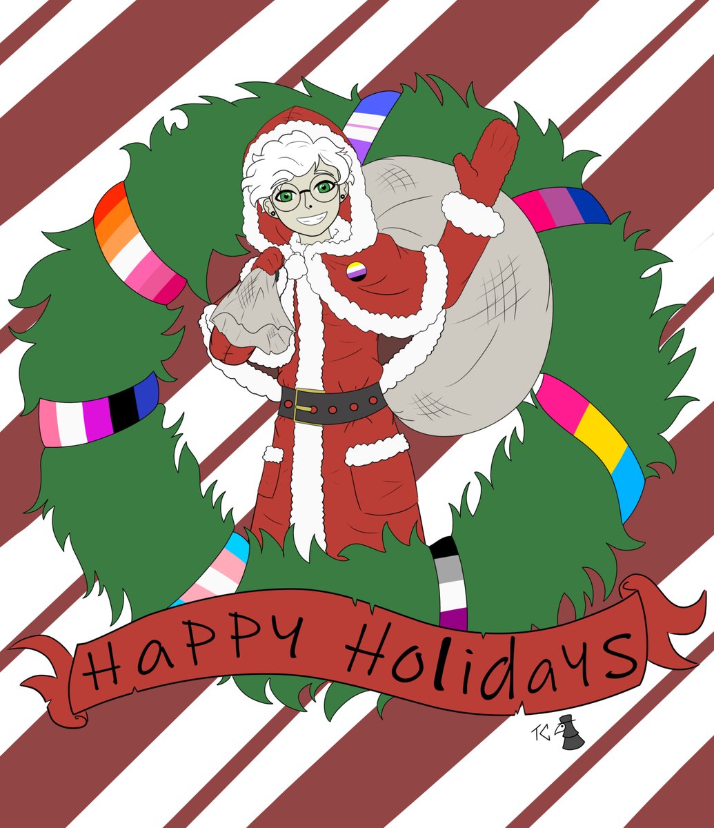 Rosebane_Arts's tweet photo. probably not gonna be on socials tomorrow so i just wanted to wish everyone a merry christmas and a happy holidays <3 #drrosebane #digitalart #fantasyart #pokemon #nonbinaryartist #nonbinarysanta #lgbtqia #lgbtqcommunity #lgbtqiachristmas #pridechristmas #Christmas #christmas2023 https://t.co/7dfbp7cS9p