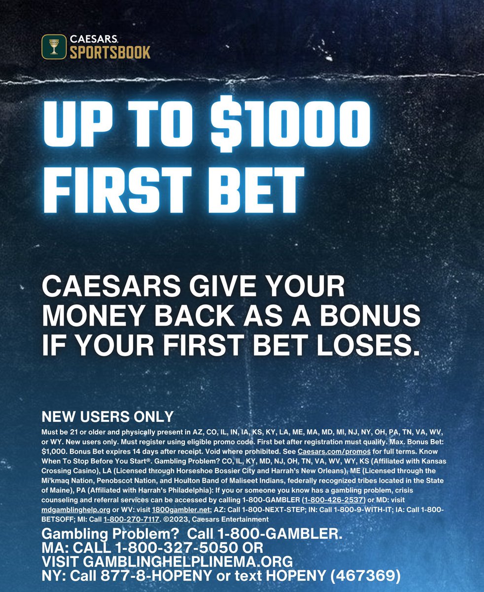 CodyBrownBets's tweet photo. 🏈 NFL Parlay

👉🏼 Trey McBride O60.5 rec yards
👉🏼 Rachaad White O26.5 rec yards

Place this bet on Caesars and you’ll either win cash or get you wager back as a bonus if it loses.

🎁 Claim here: https://t.co/GrfayrCxQW

21+, gamble responsibly. https://t.co/l5yknUdXrc