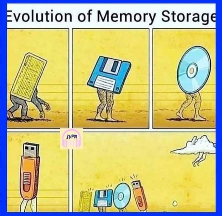 navazkhan85's tweet photo. Evolution of memory storage

#programming #developer #programmer #coding #softwaredeveloper #computerscience #webdev #webdeveloper #w3technology #softwareengineering https://t.co/UFfJLl7p6L