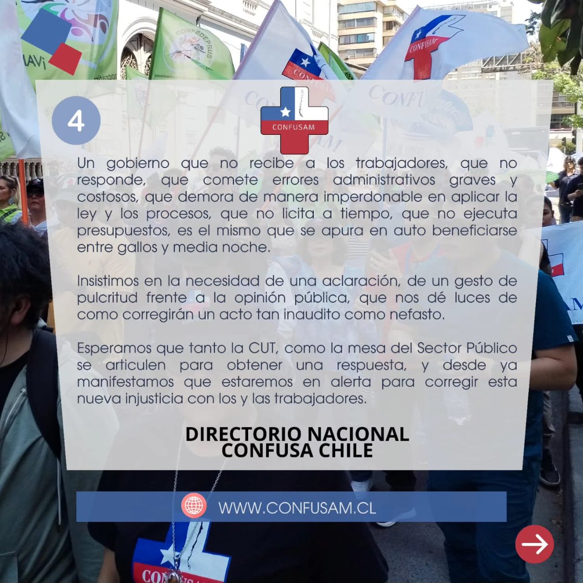 ConfusamChile's tweet photo. Comunicado a nuestras bases y a la opinión pública. https://t.co/cZZLsjlKpm