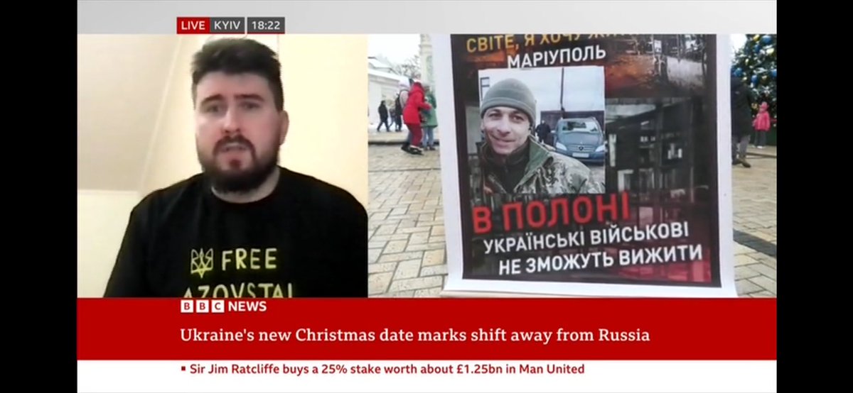 Gave a comment at <a href="/BBCNews/">BBC News (UK)</a> 

The message on a t-shirt “Free Azovstal Defenders” <a href="/AzovstalFam/">Асоціація родин захисників «Азовсталі»</a> and wonderful producers even put a video from Ukraine with a same message

Today the whole Ukraine is praying for our defenders in one voice