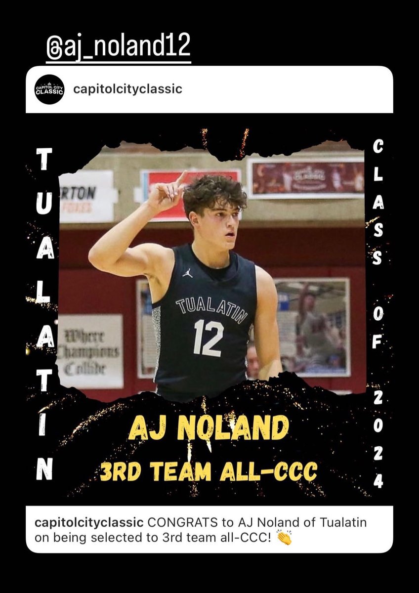 Congratulations ⁦@ajnoland12⁩ on being selected 3rd Team All Capitol City Classic ⁦@capcitytourney⁩