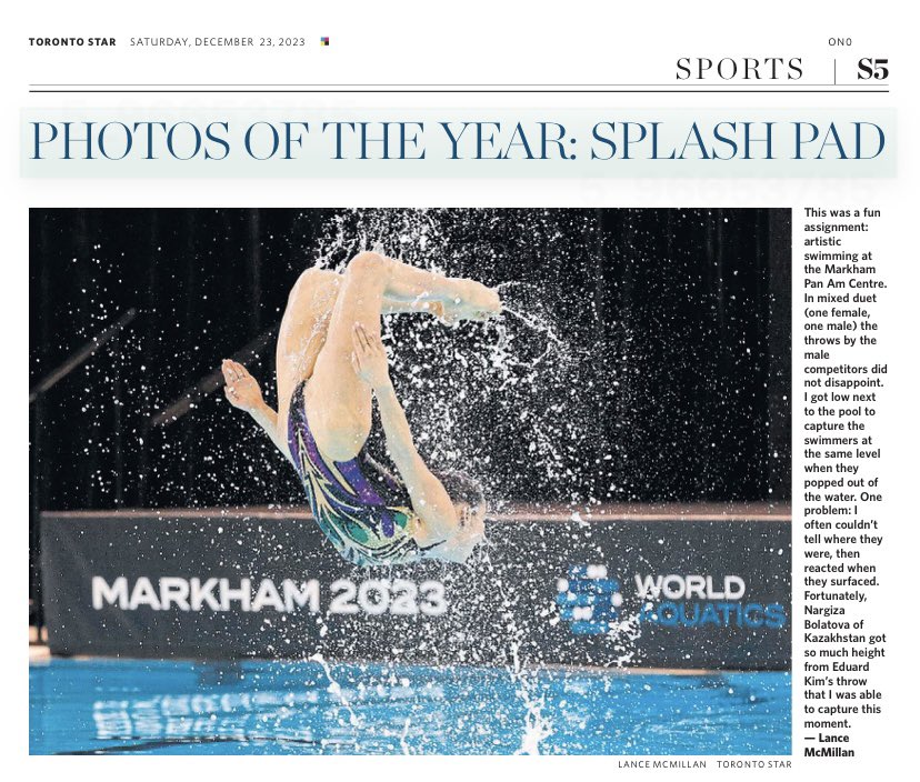 Toronto Star Photogs (@tostarphoto) on Twitter photo Today’s <a href="/starsports/">Toronto Star Sports</a> year in review in Toronto, <a href="/lancemcmillan/">Lance McMillan</a>’s picture from the World Aquatics Synchronized Swimming Championships. #swimcanada #synchrocanada Today’s <a href="/starsports/">Toronto Star Sports</a> year in review in Toronto, <a href="/lancemcmillan/">Lance McMillan</a>’s picture from the World Aquatics Synchronized Swimming Championships. #swimcanada #synchrocanada